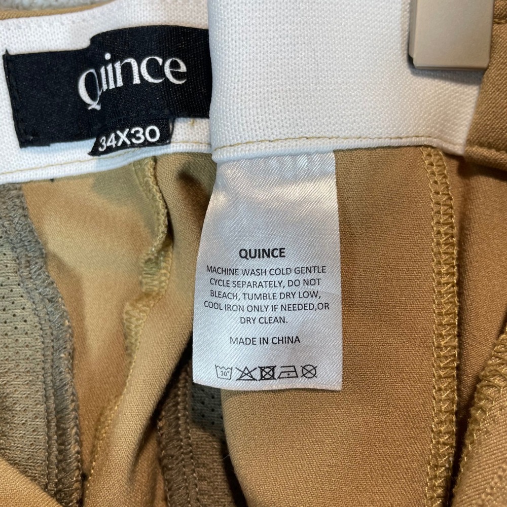 quince ultra-stretch 24/7 smart chinos khaki 34x30 golf moisture wicking comfort - Picture 9 of 10